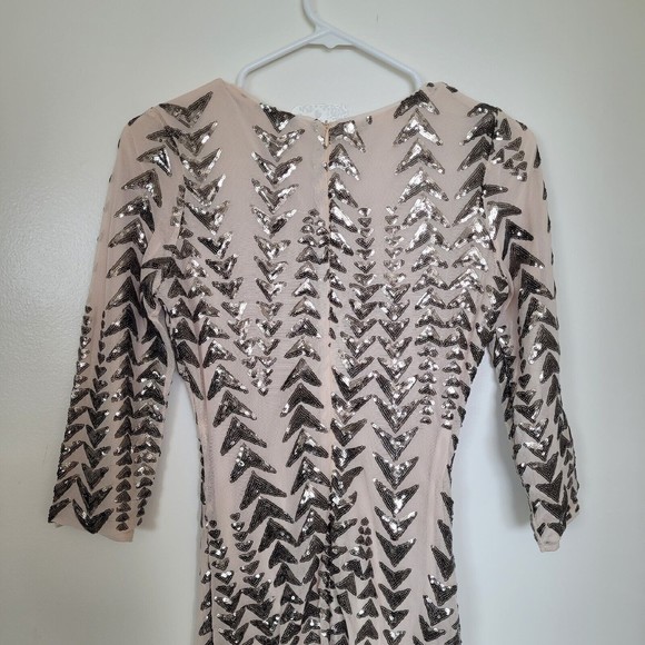 Lulus Womens sz Small Sequin Bodycon Dress - Shine on Me Nude NWOT - Picture 11 of 13